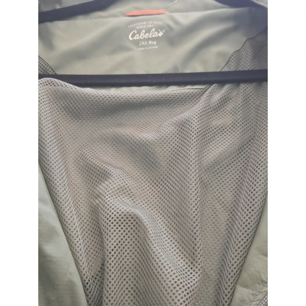 Cabela's Windcrest 1/2 Zip Pullover Jacket Men's 2XL Olive Green Mesh Lined